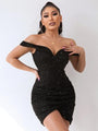 Maxine Off The Shoulder Ruched Sheath Mini Dress - Vestir en Moda