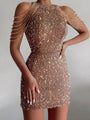 Mina Sequined Chain Beads Bodycon Party Dress - Vestir en Moda