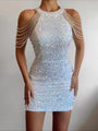 Mina Sequined Chain Beads Bodycon Party Dress - Vestir en Moda