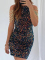Mina Sequined Chain Beads Bodycon Party Dress - Vestir en Moda
