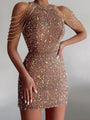Mina Sequined Chain Beads Bodycon Party Dress - Vestir en Moda