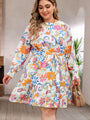 Nadia Plus Size Round Neck Lantern Sleeve Dress - Vestir en Moda