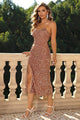 Nicole Spaghetti Strap Slit Slightly Stretchy Midi Dress - Vestir en Moda