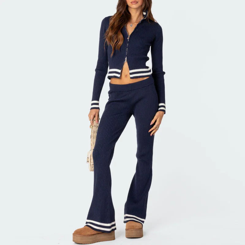 Aurora Women's zipper wide Two Pieces Sets