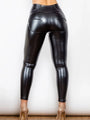 Olive Casual Basic Style Glossy PU Leather Long Pants - Vestir en Moda