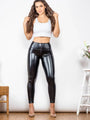 Olive Casual Basic Style Glossy PU Leather Long Pants - Vestir en Moda
