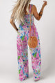 Peyton Casual Floral Smocked Square Neck Jumpsuit with Pockets - Vestir en Moda