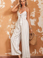 Ruth Casual Striped Sleeveless Tie Front Wide Leg Jumpsuit - Vestir en Moda