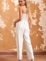Ruth Casual Striped Sleeveless Tie Front Wide Leg Jumpsuit - Vestir en Moda