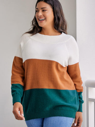 Rylie Plus Size Color Block Long Sleeve Sweater
