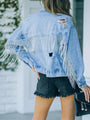 Sabrina Distressed Fringe Jeans Buttoned Jacket - Vestir en Moda