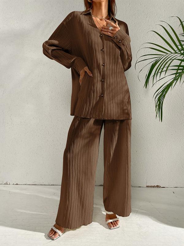 Sara Women's Solid Color Matching Pleated Two pieces sets - Vestir en Moda