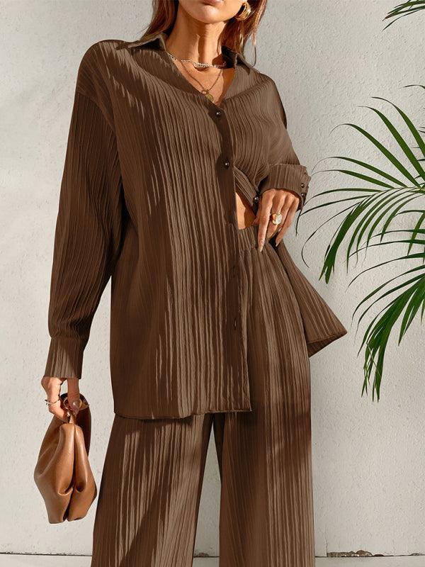 Sara Women's Solid Color Matching Pleated Two pieces sets - Vestir en Moda