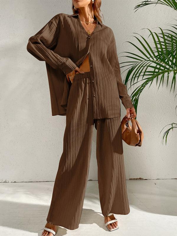 Sara Women's Solid Color Matching Pleated Two pieces sets - Vestir en Moda