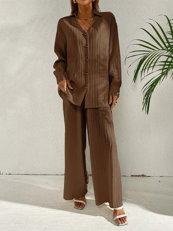 Sara Women's Solid Color Matching Pleated Two pieces sets - Vestir en Moda
