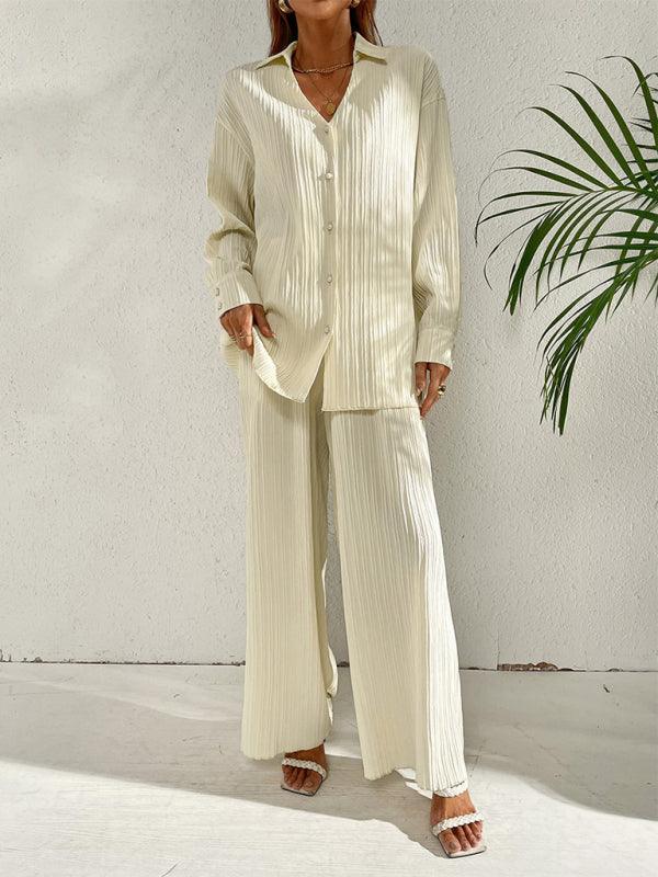 Sara Women's Solid Color Matching Pleated Two pieces sets - Vestir en Moda