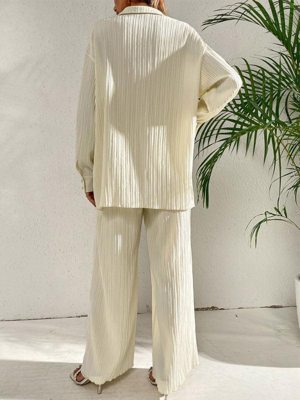 Sara Women's Solid Color Matching Pleated Two pieces sets - Vestir en Moda