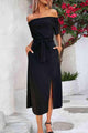 Sevyn Tie-Waist Off-Shoulder Split Dress - Vestir en Moda