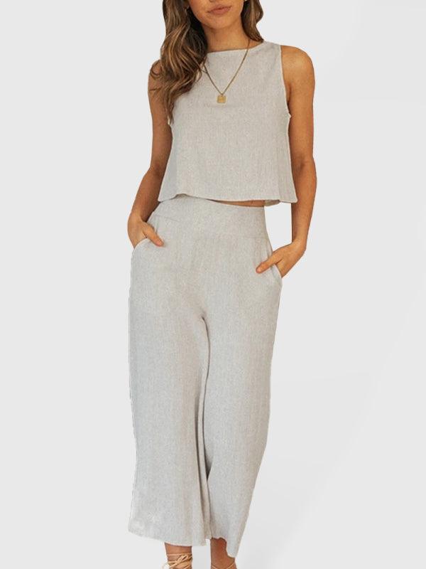 Sophia Women's Solid Color Matching Two pieces sets - Vestir en Moda