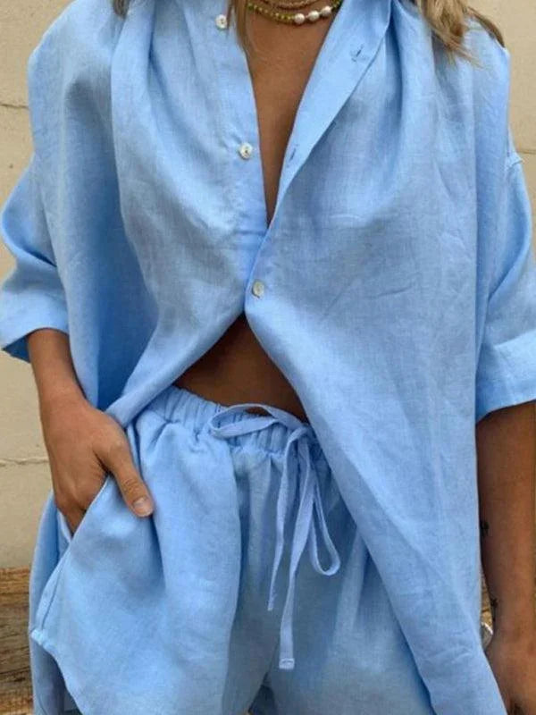 Sophia Women's Solid Color Single Loose Two pieces sets - Vestir en Moda