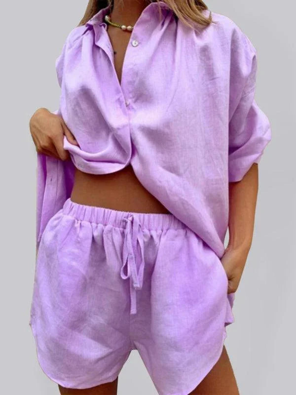 Sophia Women's Solid Color Single Loose Two pieces sets - Vestir en Moda