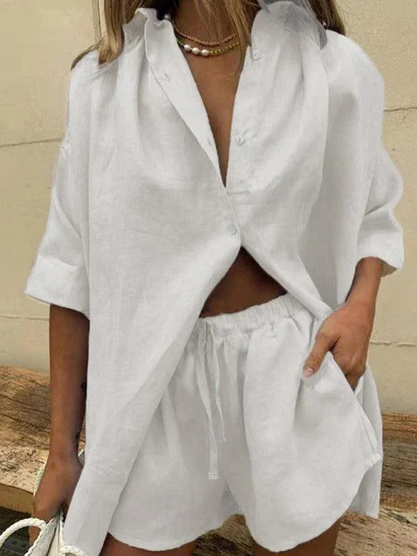 Sophia Women's Solid Color Single Loose Two pieces sets - Vestir en Moda