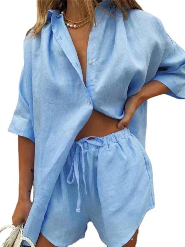 Sophia Women's Solid Color Single Loose Two pieces sets - Vestir en Moda