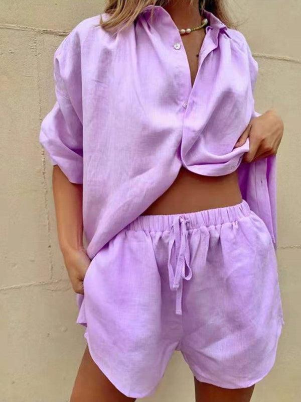 Sophia Women's Solid Color Single Loose Two pieces sets - Vestir en Moda