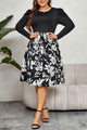 Sylvie Plus Size Round Neck Puff Sleeve Printed Dress - Vestir en Moda