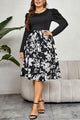 Sylvie Plus Size Round Neck Puff Sleeve Printed Dress - Vestir en Moda