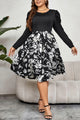 Sylvie Plus Size Round Neck Puff Sleeve Printed Dress - Vestir en Moda