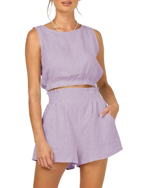 Valentina Women's Solid Color Casual Fashion High Two pieces sets - Vestir en Moda