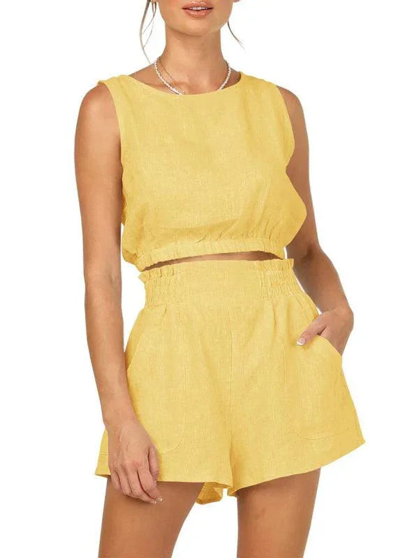 Valentina Women's Solid Color Casual Fashion High Two pieces sets - Vestir en Moda