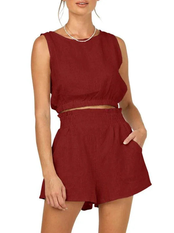 Valentina Women's Solid Color Casual Fashion High Two pieces sets - Vestir en Moda