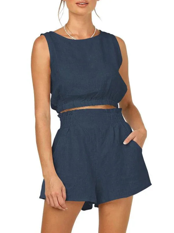 Valentina Women's Solid Color Casual Fashion High Two pieces sets - Vestir en Moda