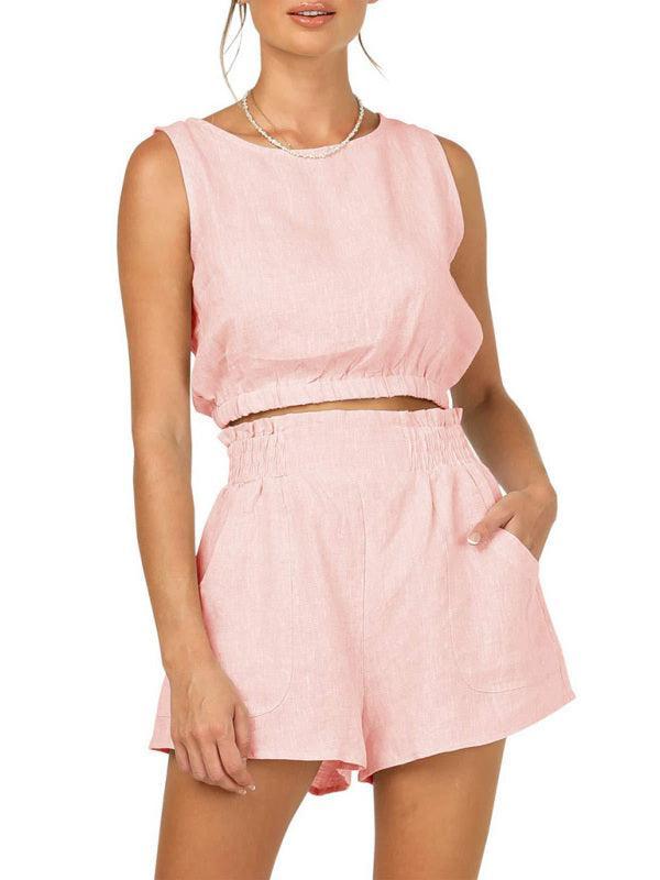 Valentina Women's Solid Color Casual Fashion High Two pieces sets - Vestir en Moda
