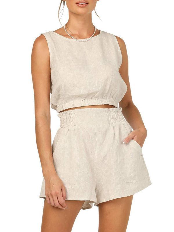 Valentina Women's Solid Color Casual Fashion High Two pieces sets - Vestir en Moda