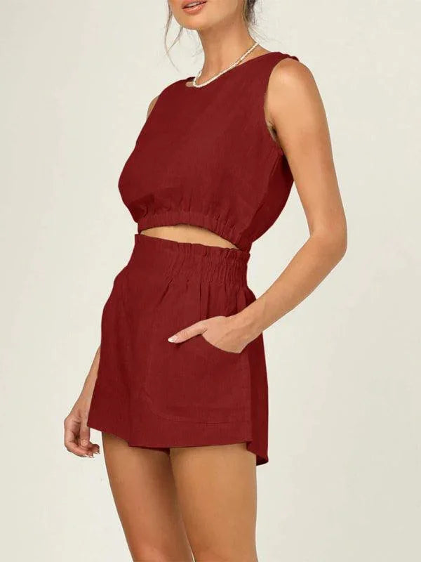 Valentina Women's Solid Color Casual Fashion High Two pieces sets - Vestir en Moda