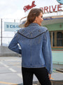 Viviana Studded Fringe Button Down Jeans Jacket - Vestir en Moda