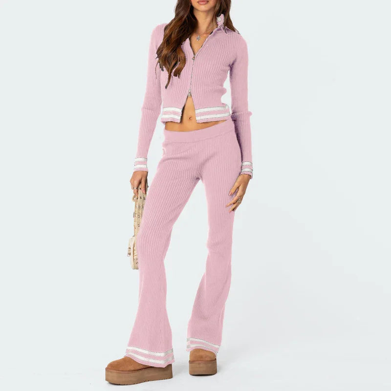 Aurora Women's zipper wide Two Pieces Sets