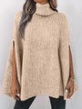Yahaira Turtleneck Dolman Sleeve Poncho Sweater - Vestir en Moda