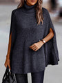 Yahaira Turtleneck Dolman Sleeve Poncho Sweater - Vestir en Moda
