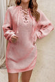 Yohannie Lace-Up Mini Sweater Sexy Dress - Vestir en Moda